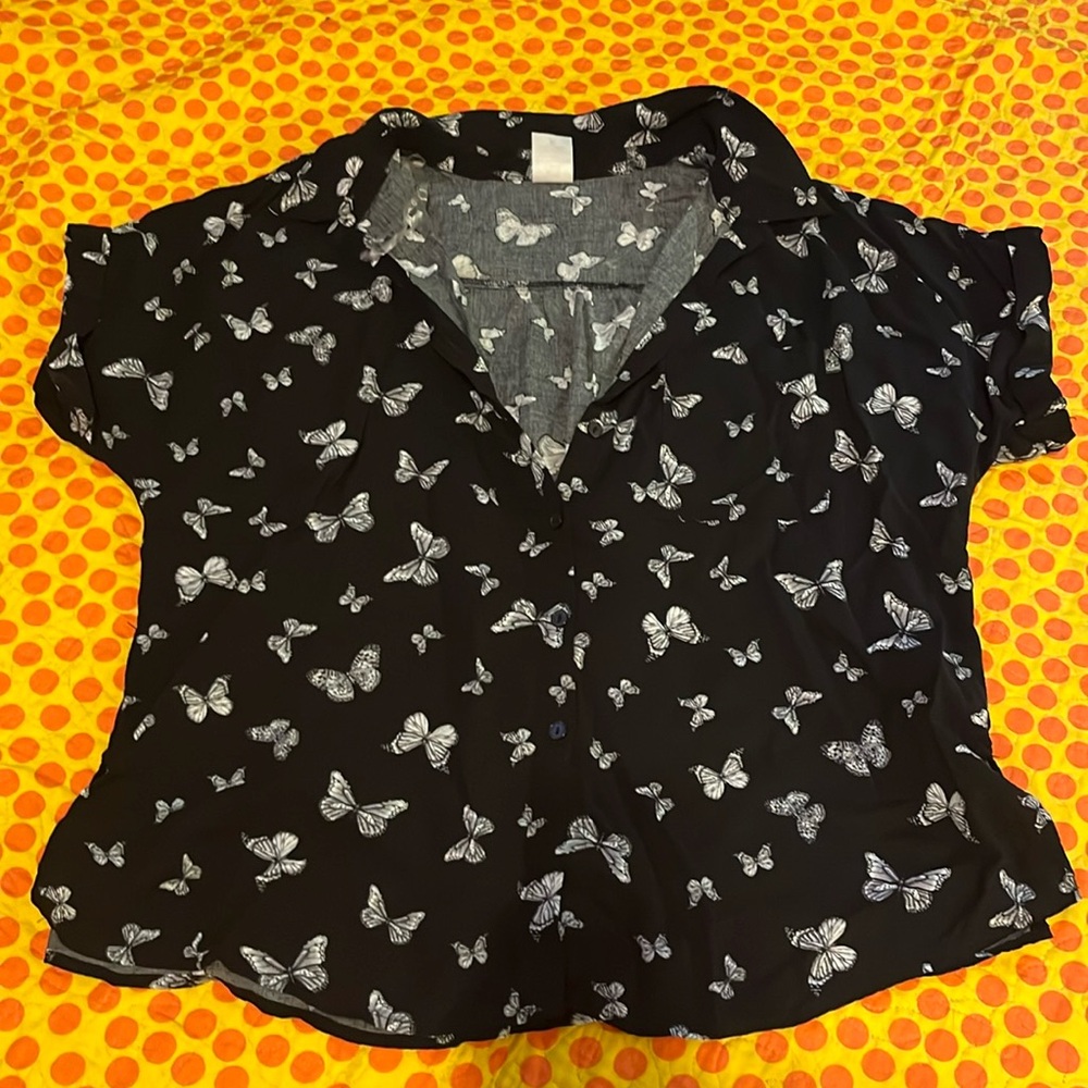Button up butterfly shirt